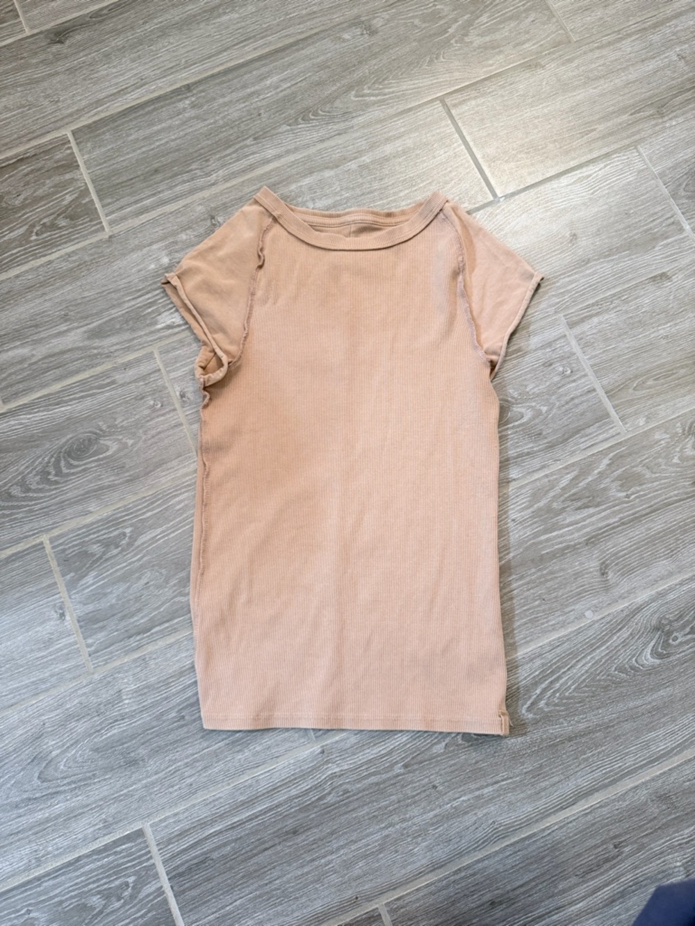 We The Free Ever Had Cap Sleeve Ribbed Tee Medium Like New Tan Sand brown